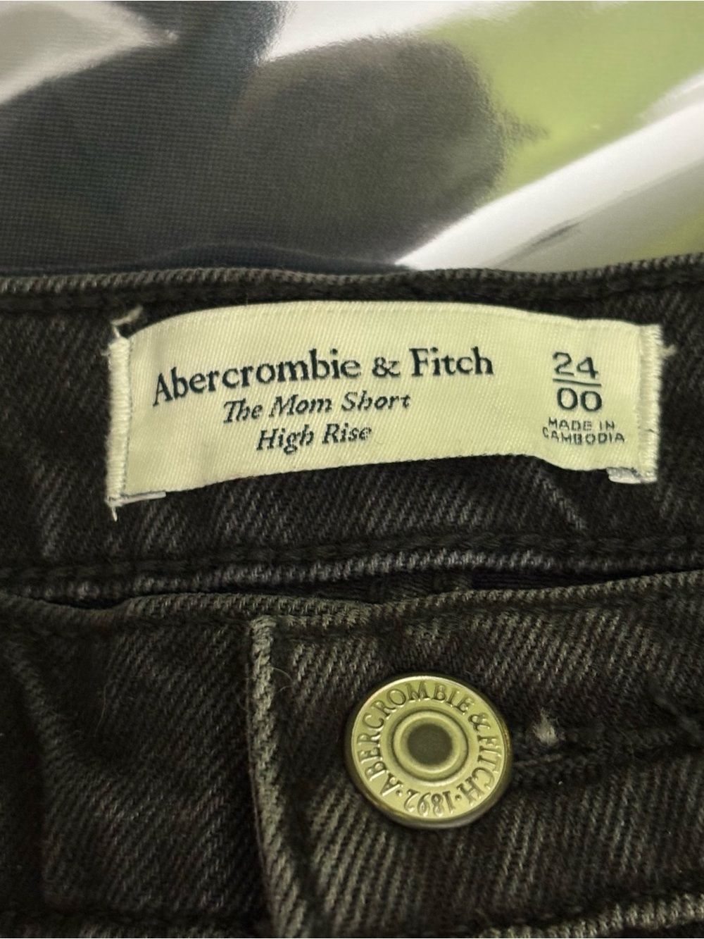 Abercrombie & Fitch High Rise Black Frayed-Hem Denim Shorts-Size 24/00 - Picture 8 of 10